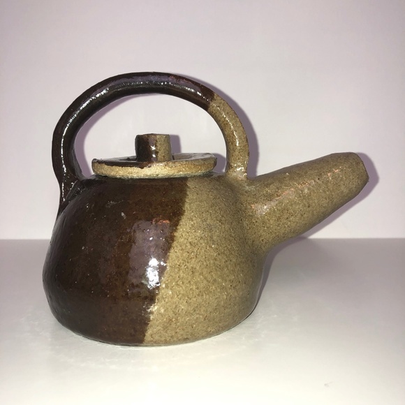 Brown Small Decorative Tea Pot Pottery Ceramic Art - Picture 3 of 8
